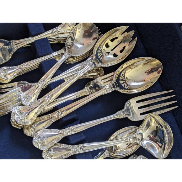 GODINGER GRAND MASTER! 65 PIECE HEAVY SILVERPLATE FLATWARE SERVICE FOR 12 - Picture 5 of 12